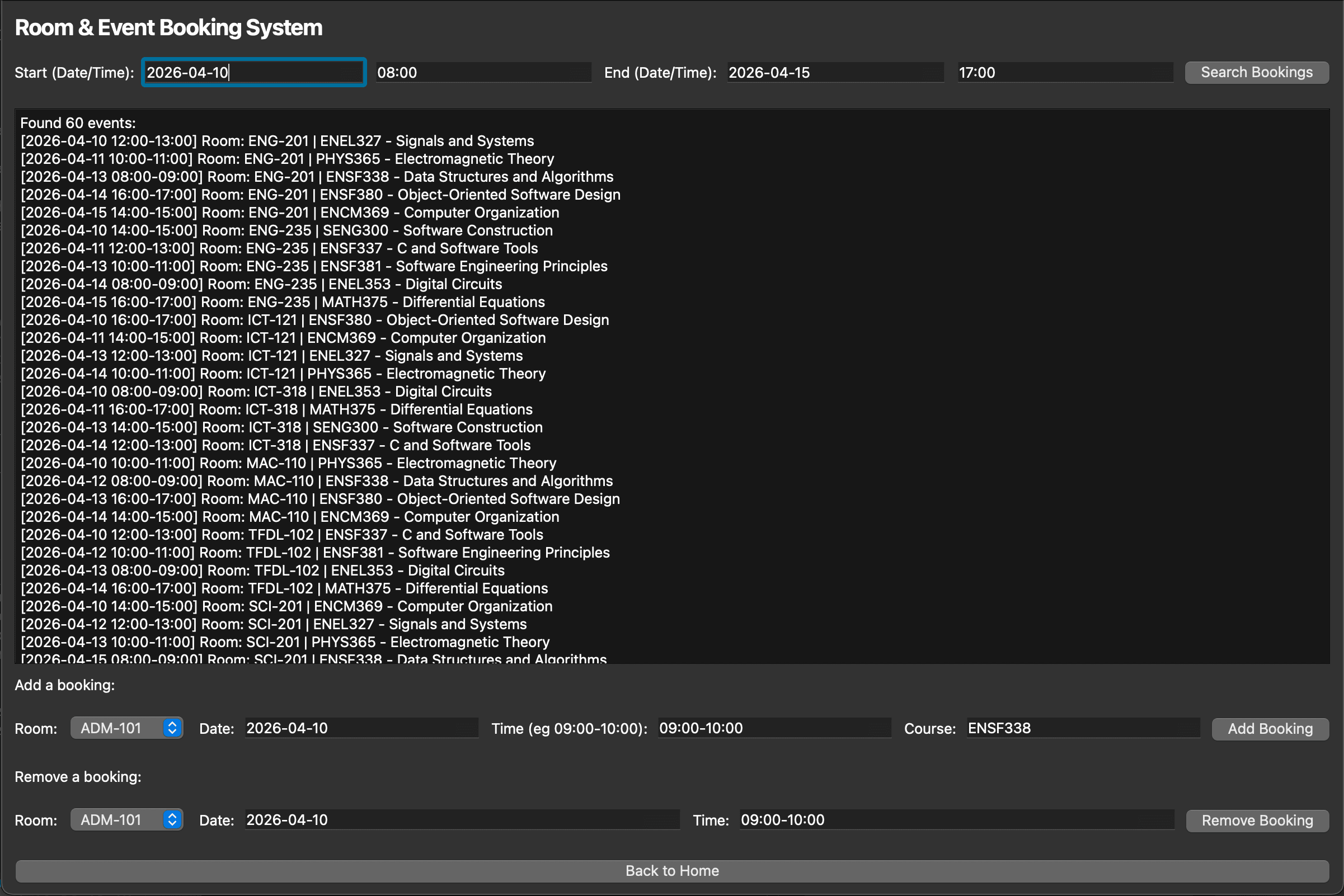 Room booking system