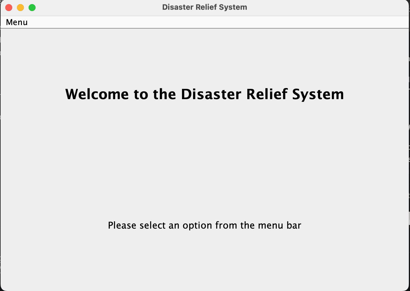 Welcome screen